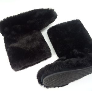 NWOT Lauren Conrad Black Plush Slippers XL 9 - 10 Collection 2022 Home Comfy